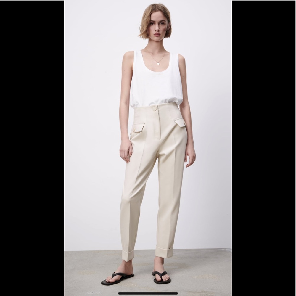 Zara EUC Cream Ankle Cropped Pants - Picture 3 of 11